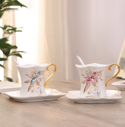 蘭花對杯（藍(lán)+粉色）