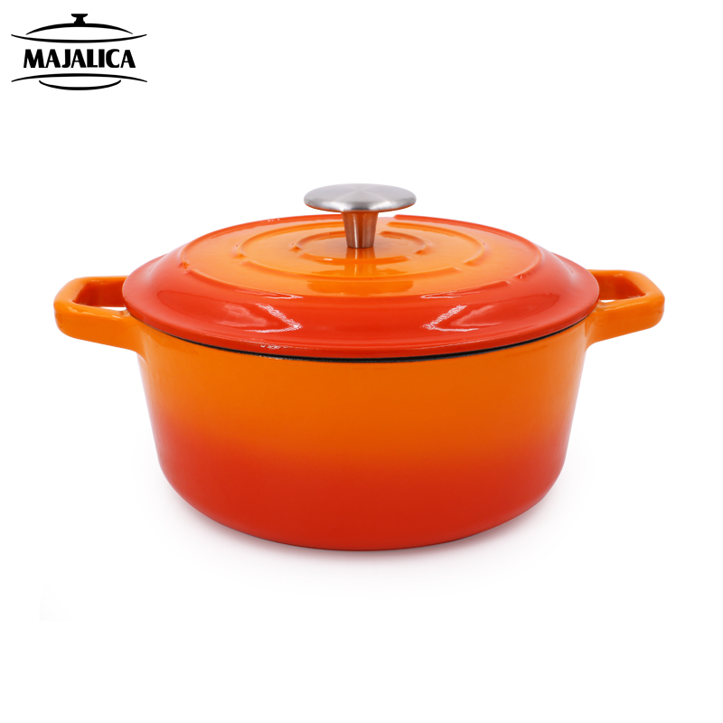 Majalica琺瑯鑄鐵湯鍋燉鍋燜鍋 不粘鍋無涂層加厚搪瓷生鐵鍋20CM