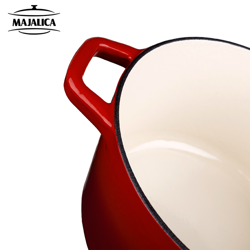 Majalica琺瑯鑄鐵湯鍋燉鍋燜鍋 不粘鍋無涂層加厚搪瓷生鐵鍋20CM