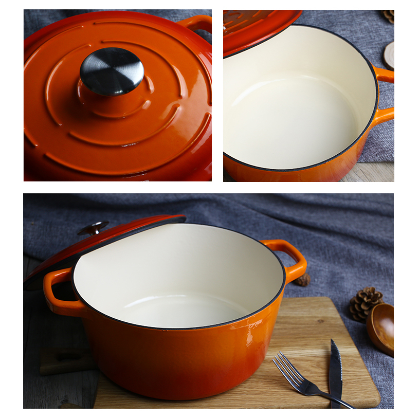 Majalica琺瑯鑄鐵湯鍋燉鍋燜鍋 不粘鍋無涂層加厚搪瓷生鐵鍋20CM