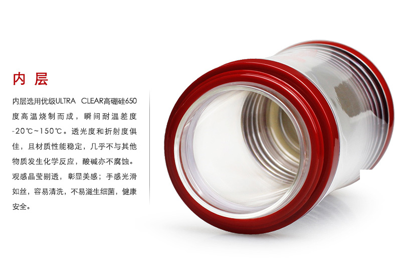 希諾玻璃杯、便攜男女士茶杯雙層隔熱水杯子XN-6250