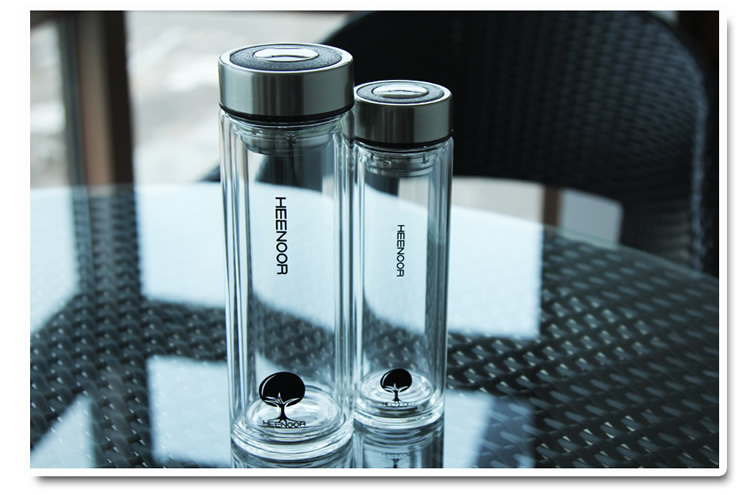 希諾雙層玻璃水杯 帶蓋加長款辦公室泡茶杯男女士帶茶濾杯子325ML