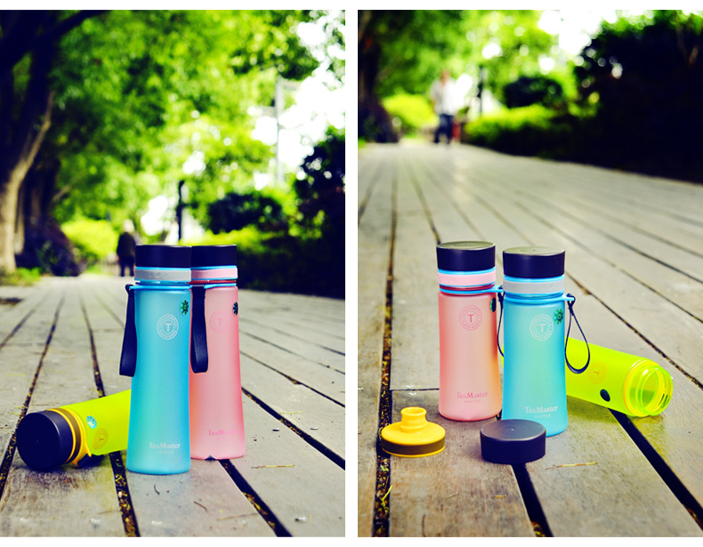 富光茶馬仕運(yùn)動(dòng)太空水壺 男女戶外時(shí)尚便攜防漏塑料磨砂茶水杯子（400ML）