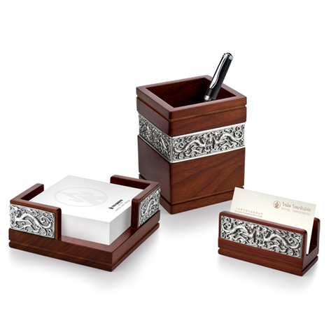 祥龍辦公三件套（筆筒、便簽盒、名片夾）