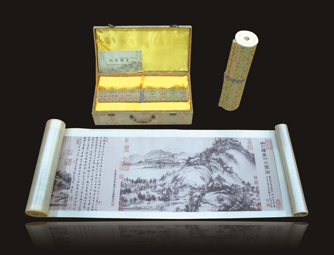 富春山居圖絲綢長(zhǎng)卷畫(huà)1:1版(加題跋)