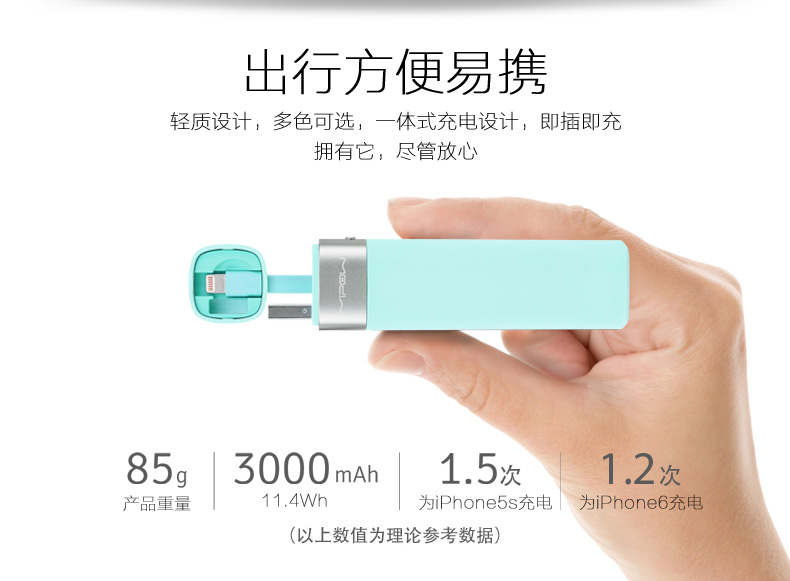 MIPOW iPhone手機(jī)便攜充電寶蘋果專用智能自帶線迷你移動電源