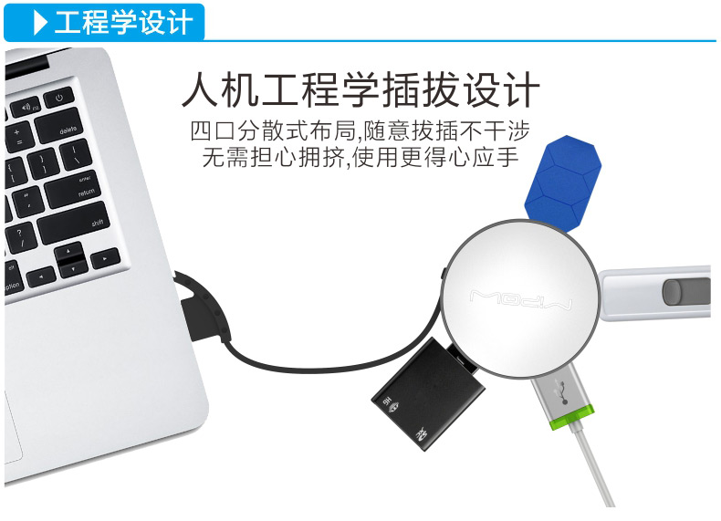 MIPOW usb分線器筆記本臺式電腦usb hub集線器高速多 4個擴(kuò)展接口