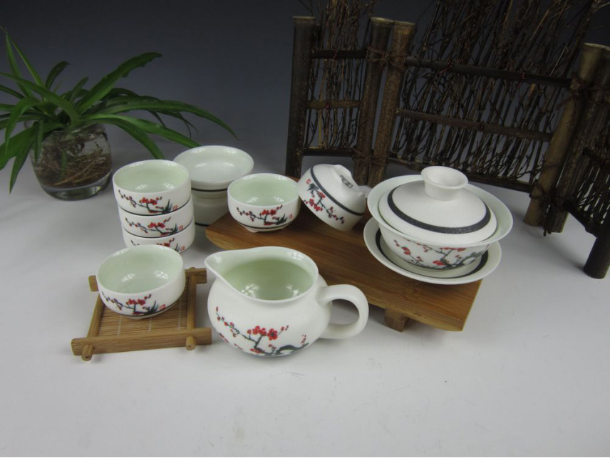 鎏金瓷滿(mǎn)彩10頭套組（梅花蓋碗套組）