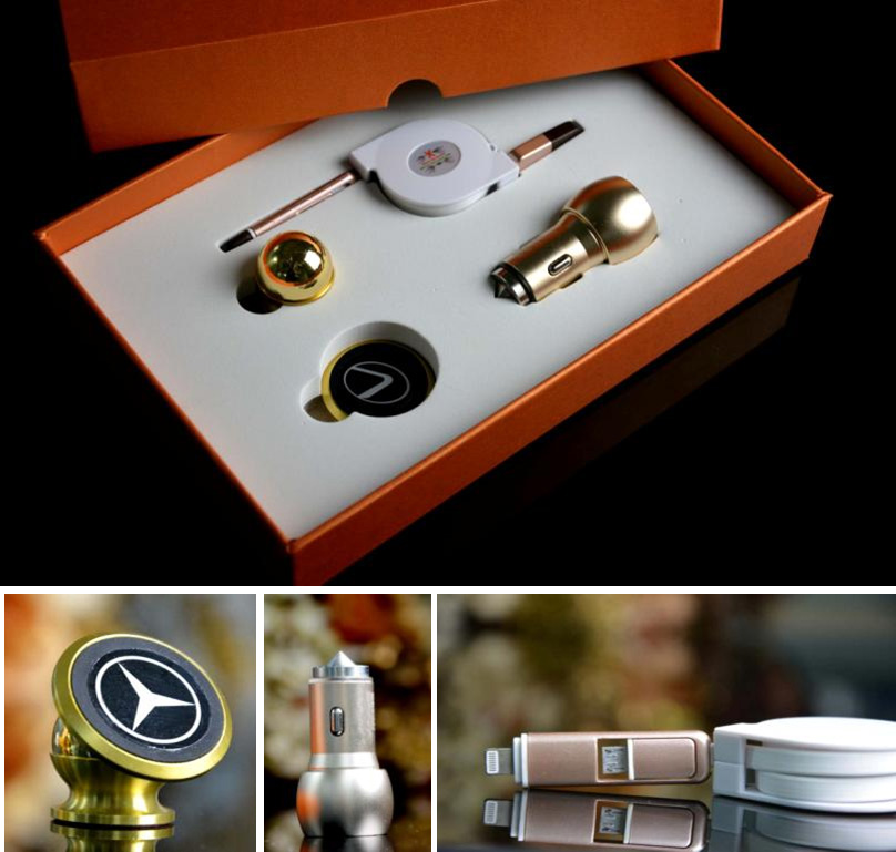 數(shù)據(jù)線、車(chē)載手機(jī)支架、車(chē)充精美車(chē)載三件套