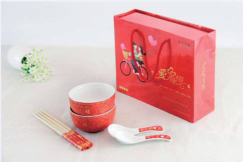 百年好合（抽拉式）碗、筷子 婚慶、節(jié)日喜慶禮品