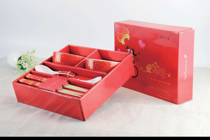 百年好合（抽拉式）碗、筷子 婚慶、節(jié)日喜慶禮品