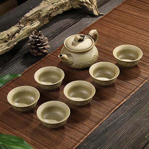 【庫存】粗陶茶具套裝7頭