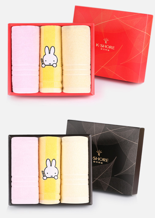 金號素色主義毛巾、面巾禮盒裝（紅/黃/蘭）