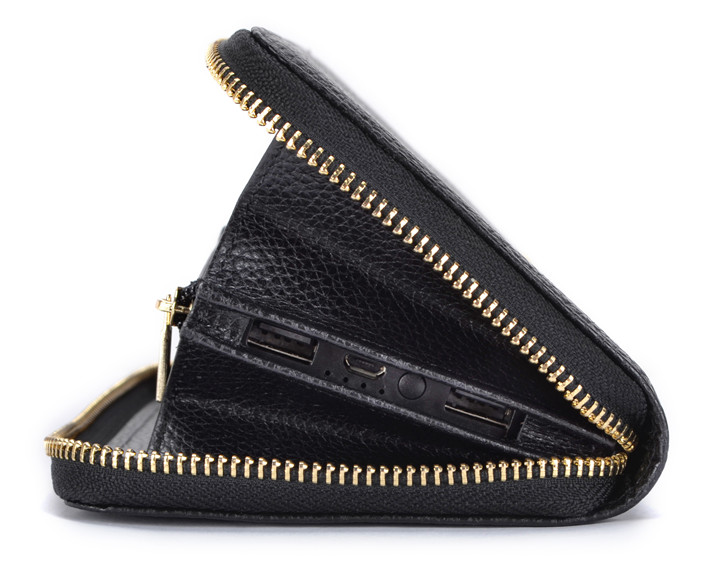 啄木鳥頭層牛皮商務(wù)智能充電手包、男士手包