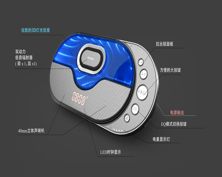 無線藍牙音箱重低音發(fā)光多功能七彩燈立體燈光手機通用插卡音響