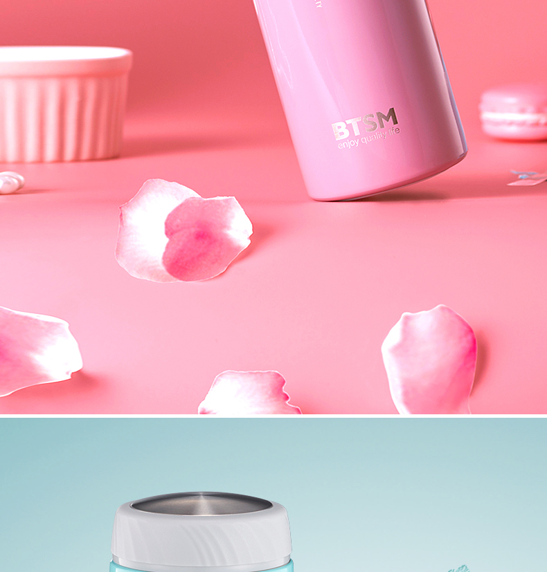 BTSM艾貝爾時(shí)尚便攜304不銹鋼保溫杯 淺青色460ML