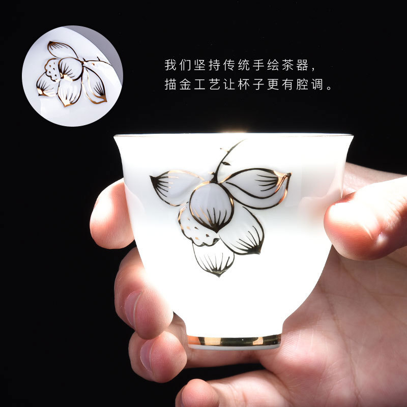 手繪白色美人杯、茶杯