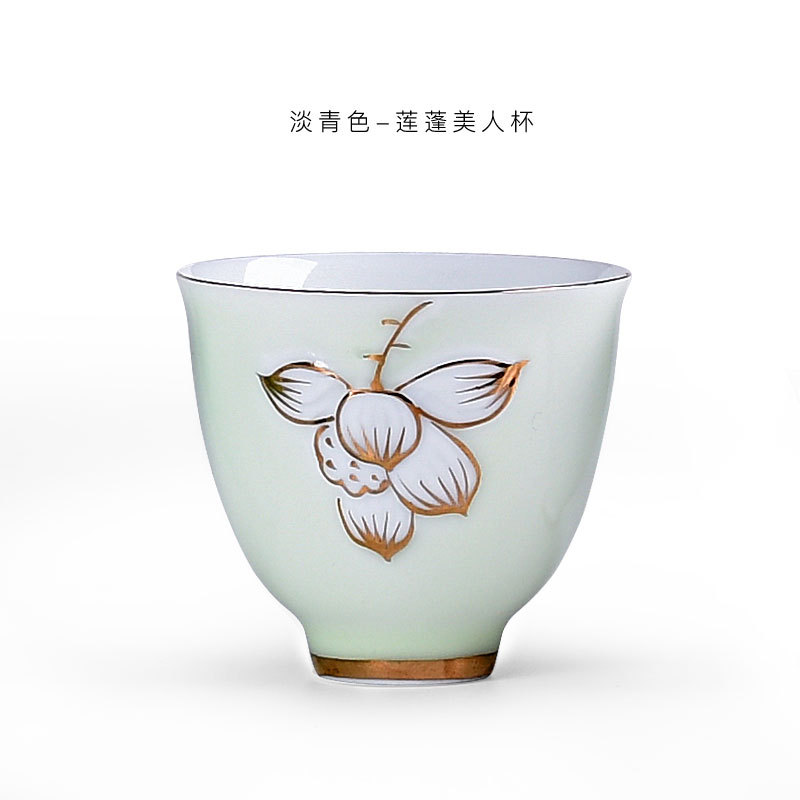 手繪白色美人杯、茶杯