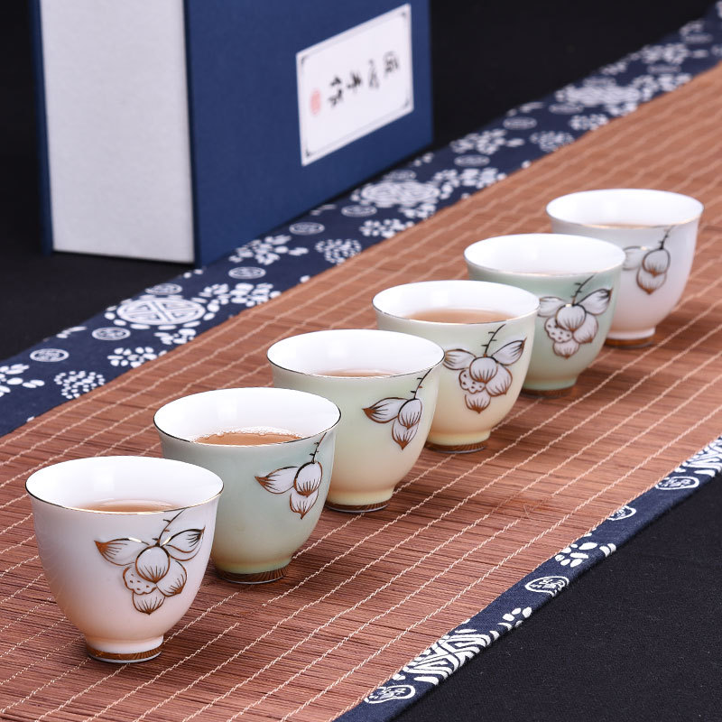 手繪白色美人杯、茶杯