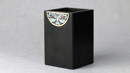 黑檀，景泰藍(lán)筆筒