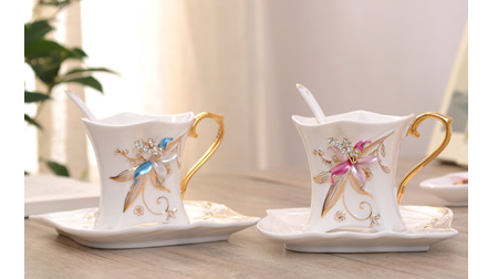 蘭花對(duì)杯（藍(lán)+粉色）