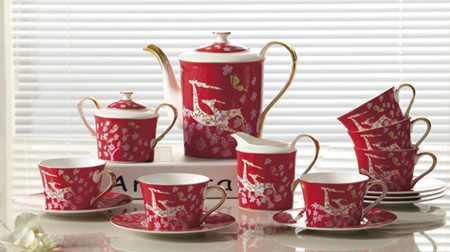梅花金鹿茶具、咖啡具套裝