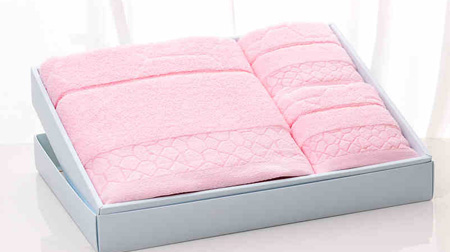 全棉浴巾、毛巾禮盒套裝——石頭花（米，粉，藍）