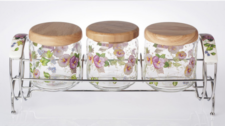 牽?；ㄕ{(diào)料罐、調(diào)料盒四件套（竹蓋）