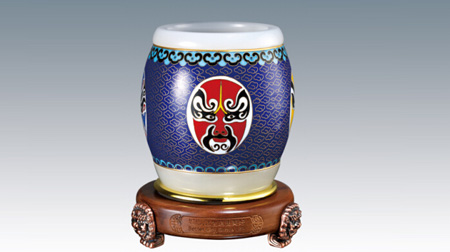 景泰藍(lán)白玉國(guó)粹筆筒（?。?><div   id=