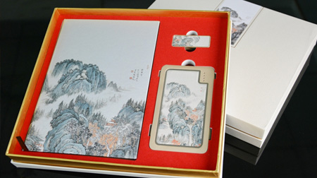 真絲移動電源、筆記本、U盤套裝