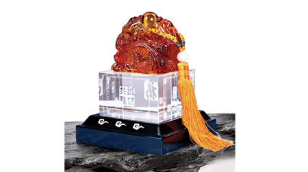 誠信共贏（大號）水晶、琉璃擺件