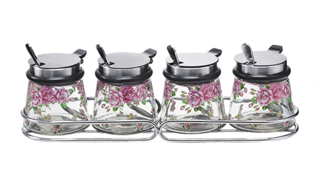 時尚玻璃調(diào)料瓶、調(diào)料罐、調(diào)料盒5件套