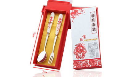 小號(hào)剪紙勺叉餐具2件套（加強(qiáng)拋光）