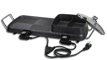 加厚壓鑄鍋體，雙發(fā)熱電源烤涮一體火鍋